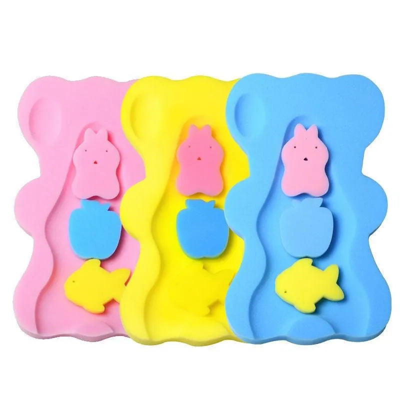 Bath sponge mat in yellow, polyurethane, 4.7 cm thick, for baby bath time