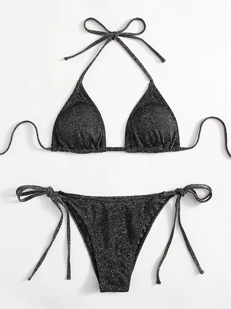 Women's bandage bikini swimsuit with split design in polyester fabric