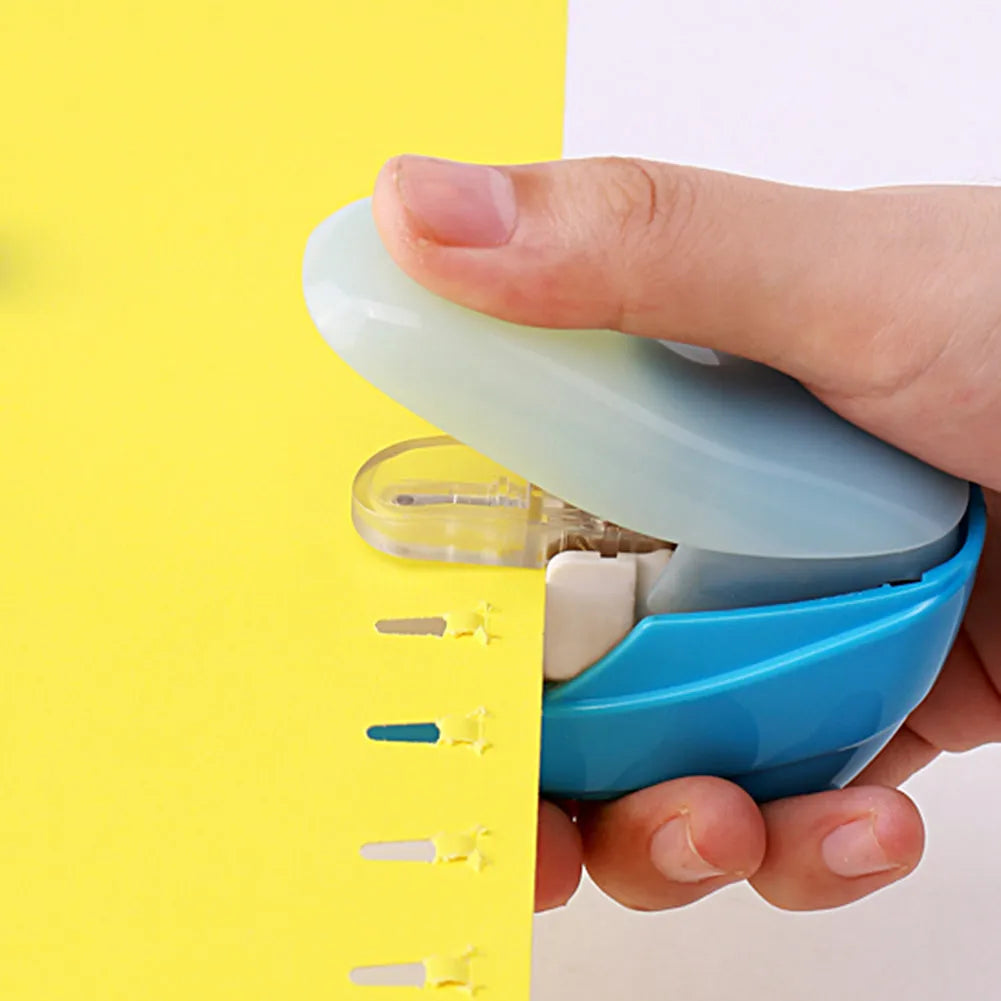 Stapler-free stapler compact embossed ABS paper binder 50x25x50mm random colour