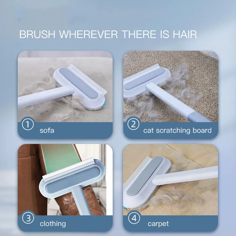 4-in-1 multifunctional cleaning brush with flannel head and extension handle for pet hair and screen cleaning