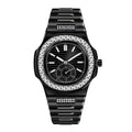 Men's alloy diamond watch with 4.5cm case and 23cm strap, available in black