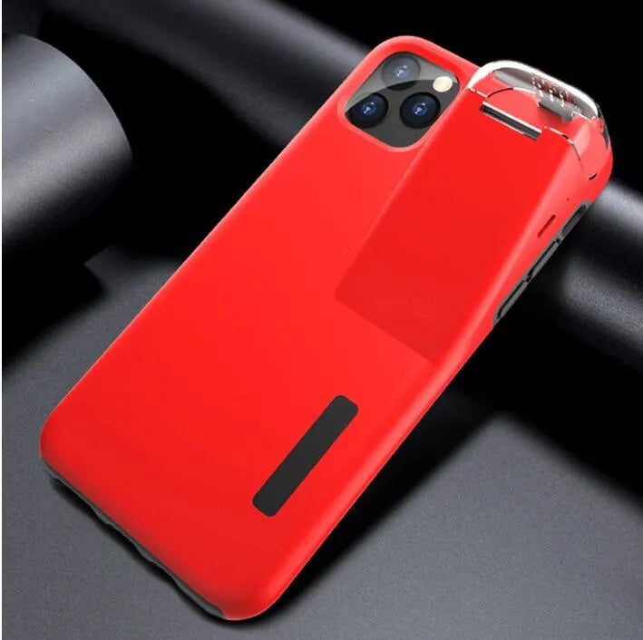 Matte acrylic and silicone AirPods charging case cover with iPhone edge protection in black colour