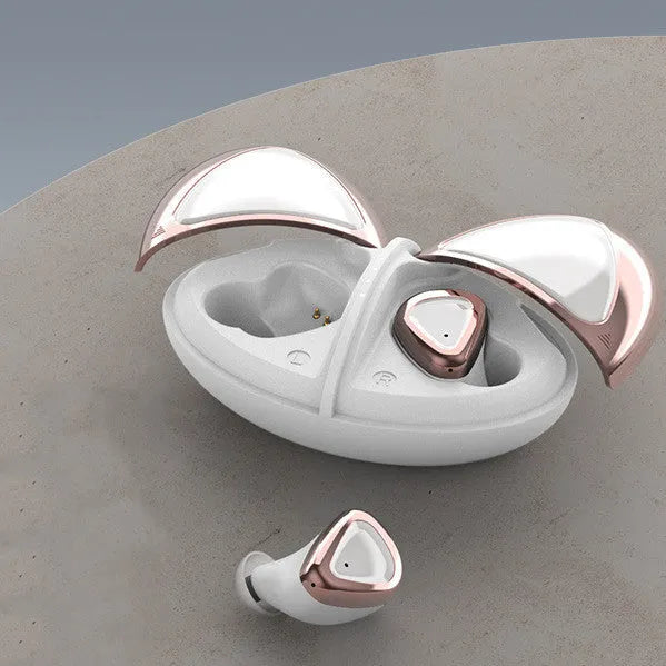 True wireless Bluetooth headset in Champagne White with breathing light and earplug design