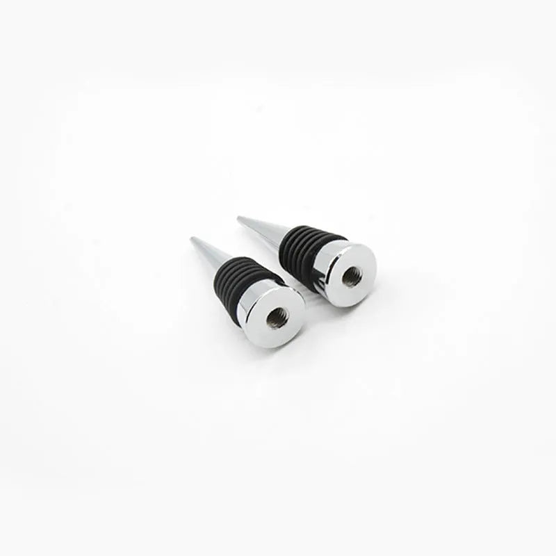 Silver zinc alloy threaded wine stopper with silicone seal for M8 or M10 bottle necks