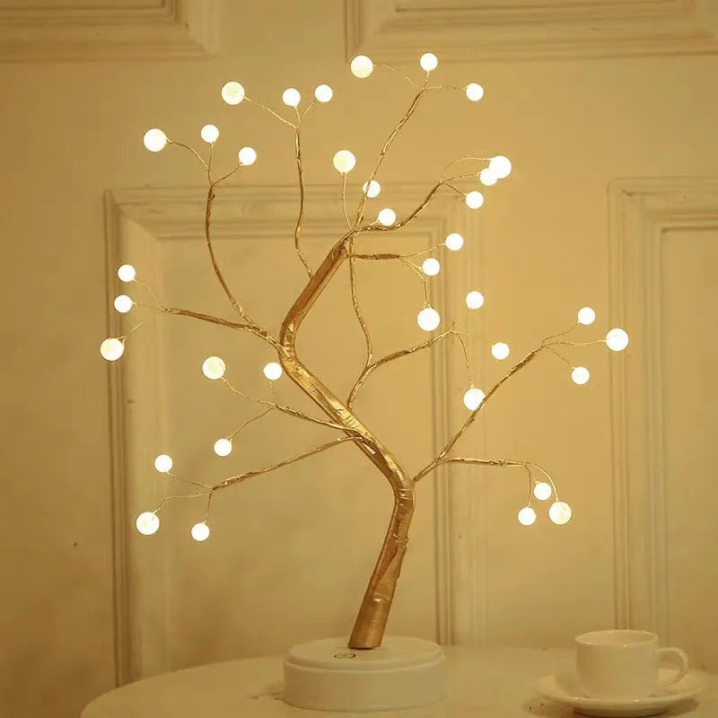 LED copper wire bedroom light with warm Nordic style, plastic body, and battery or USB power