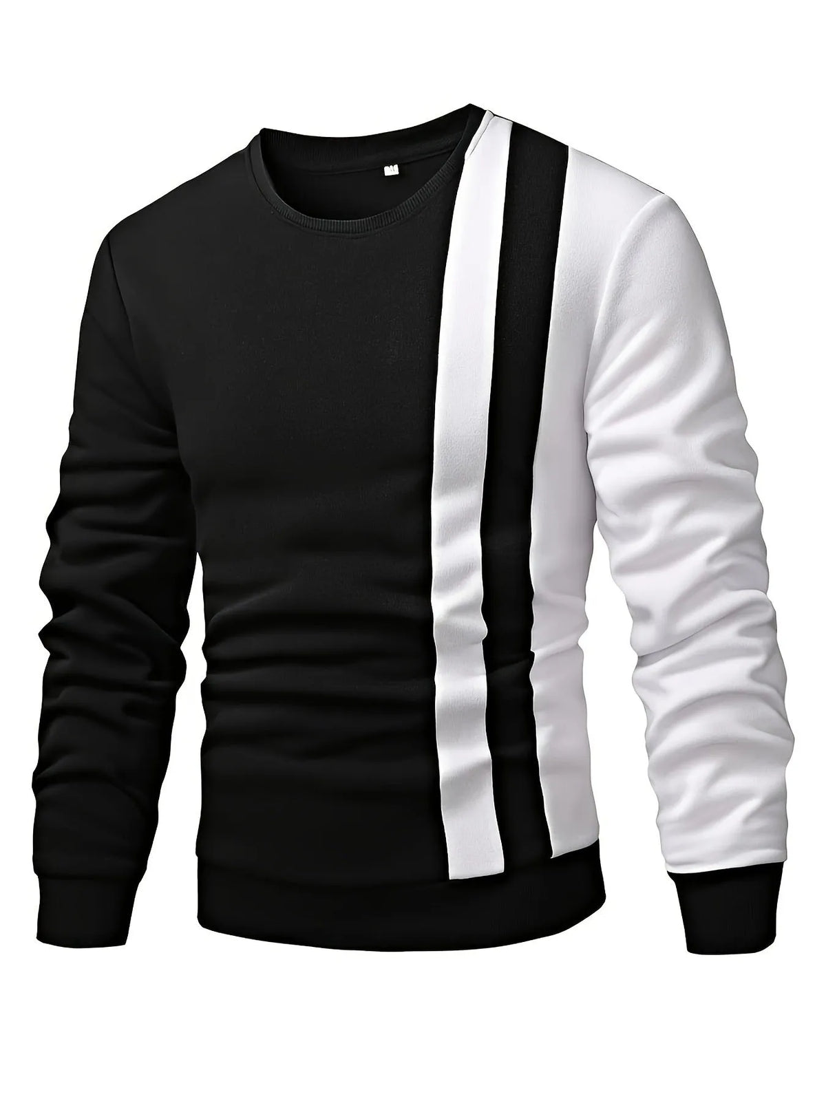 Men's loose fit polyester base shirt in black, long sleeves, British style