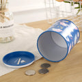 British style creative metal piggy bank for coins, measuring 85mm by 85mm by 102mm.