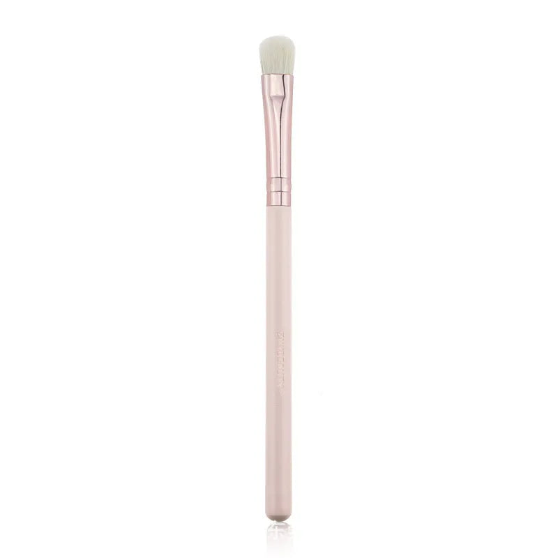 26-piece pink makeup brush set with wooden handles in PU storage bag