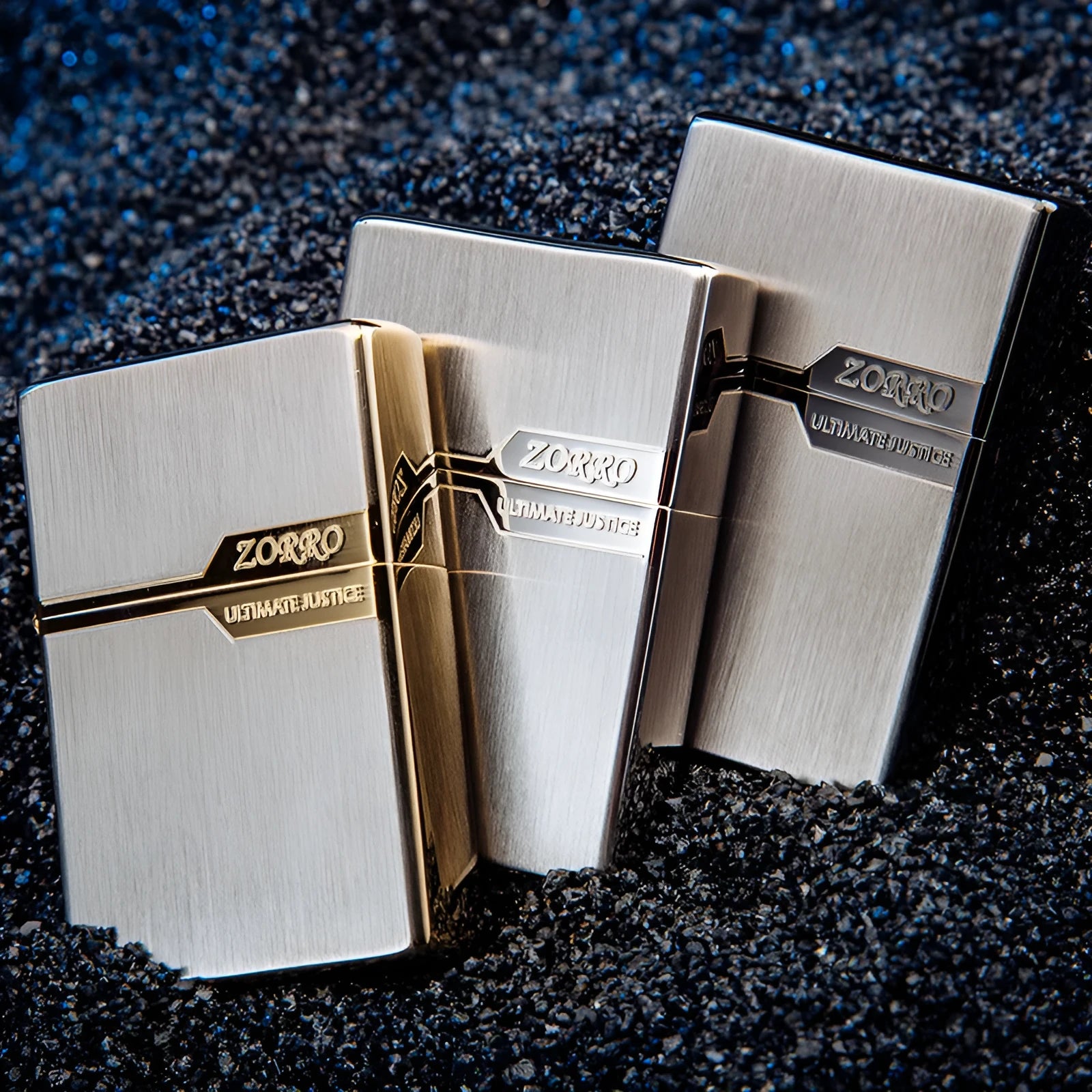 Zoruo copper windproof lighter narrow machine with keychain and shaver in brushed gold finish