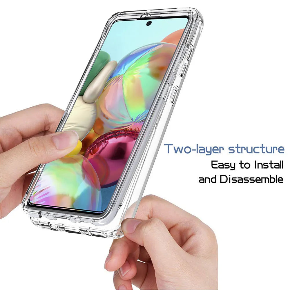 Transparent anti-drop phone case for Samsung Galaxy devices showing clear construction