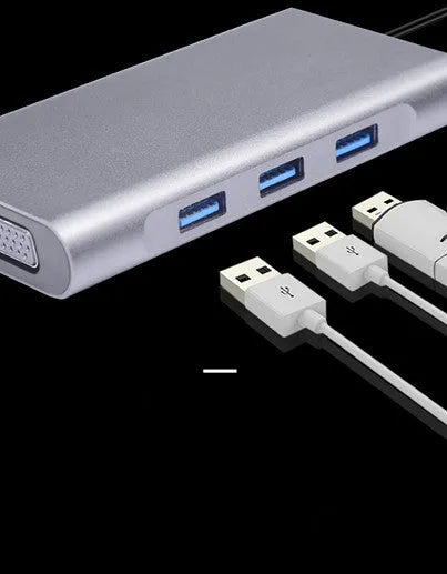 10-in-1 USB C docking hub and portable PD power bank compatible with Apple MacBook and iPhone.