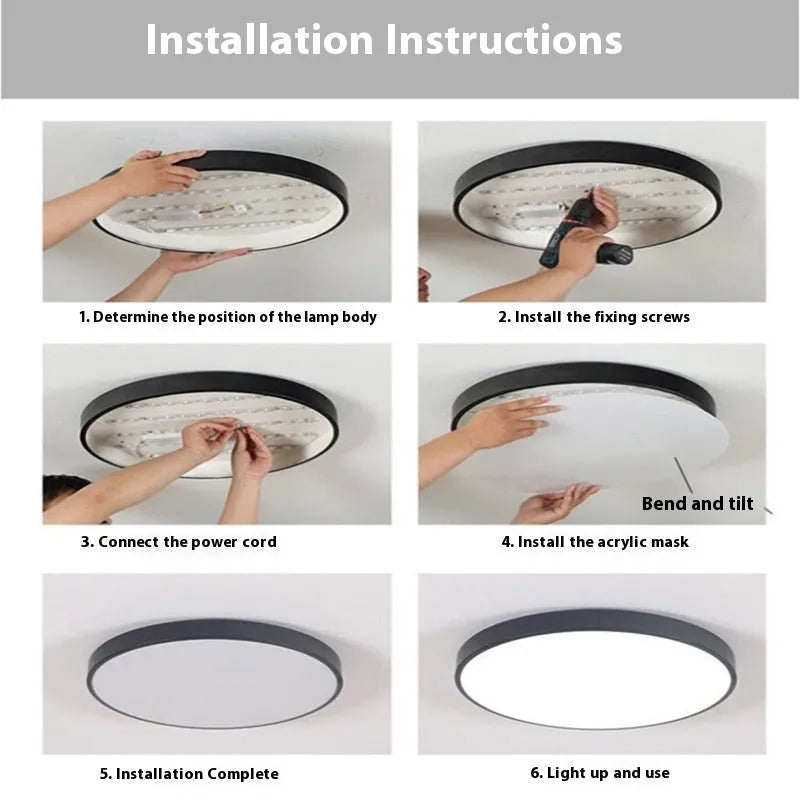 Round engineering ceiling LED lamp with dimmable colour modes for bedroom or living room, 30cm or 40cm