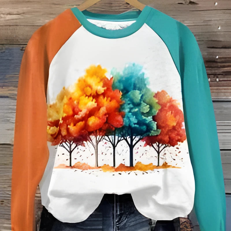 Green women's hoodie with a 3D cartoon character print, long sleeves, and a pullover design.