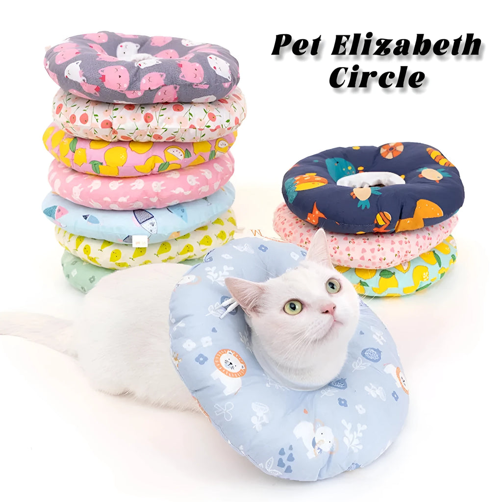 Soft pet recovery collar with cotton and PP cotton filling, adjustable for dogs and cats after surgery, in Astronaut style