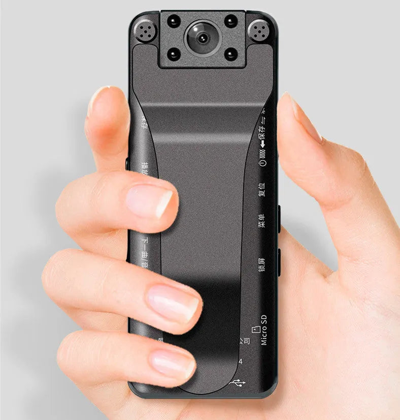 DSJ-S11 black body worn camera showing front lens, display screen, and magnetic mount on a uniform.
