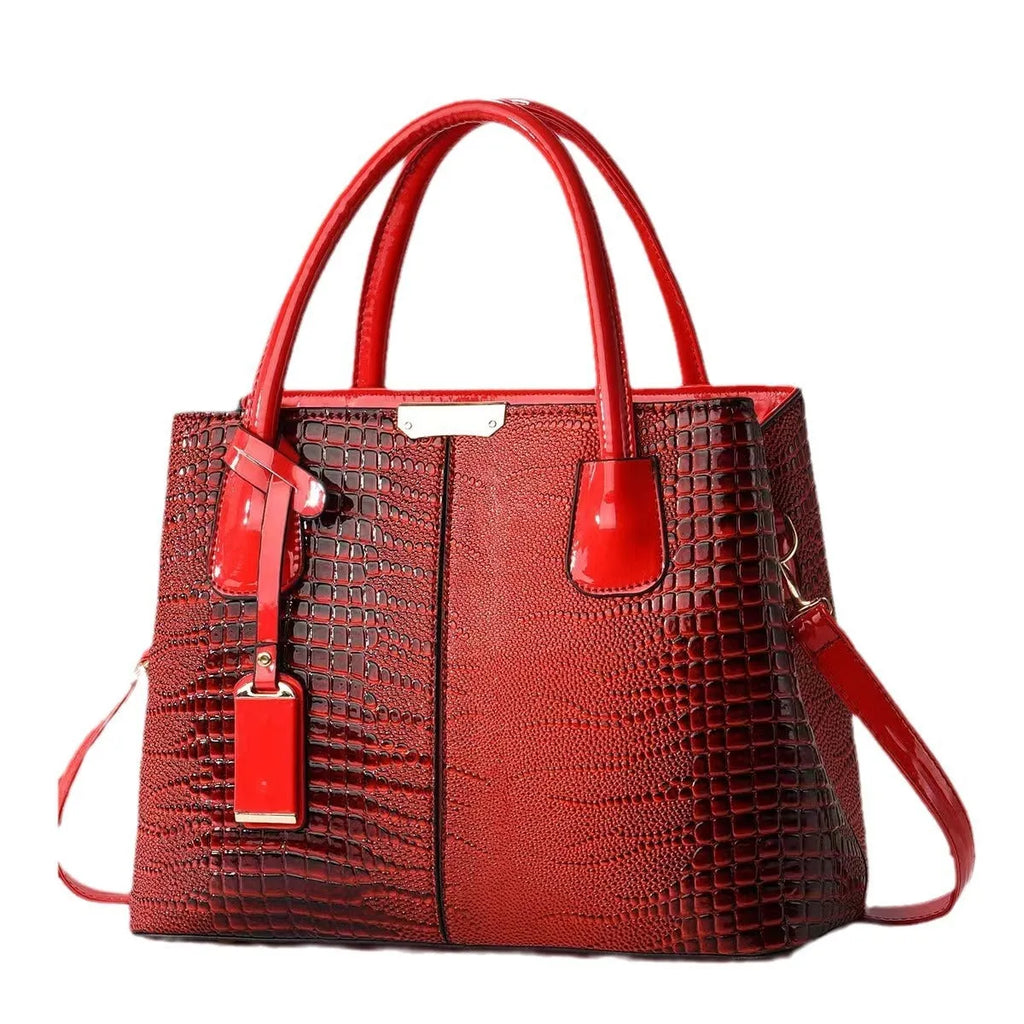 Women's large-capacity horizontal square handbag in soft textured PU leather, white colour, lightweight 540g