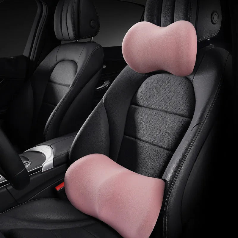 Car seat headrest pillow and lumbar support pillow set in five colour options