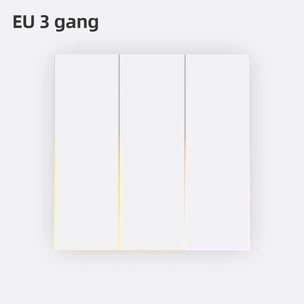 White EU smart WiFi wall switch with voice control, zero fire wire, 800W per gang, 60mm hole distance