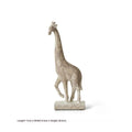 Wood-colour European-style resin giraffe decorative ornament on a shelf.