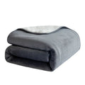 Lambswool waterproof dog blanket in grey colour laid flat showing size scale
