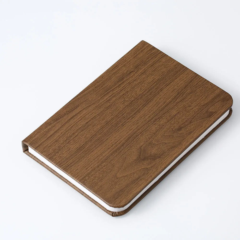 Folding leather book night lamp with tricolour light, small size 10x8x2.5cm, wood grain Hu black finish