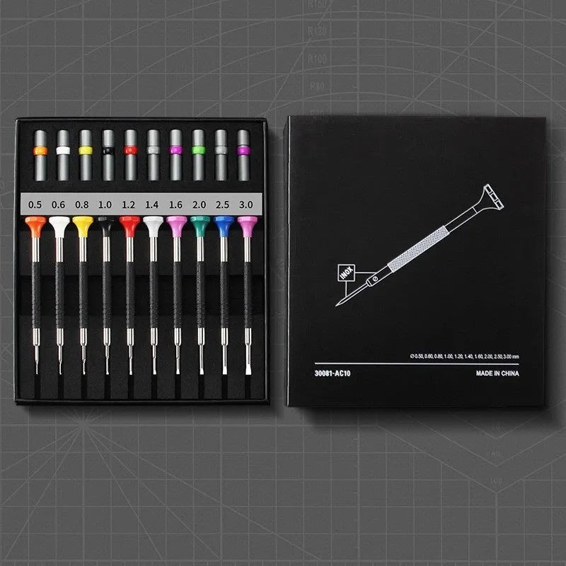 Watch repair tool kit with various precision screwdrivers for watch glasses repair