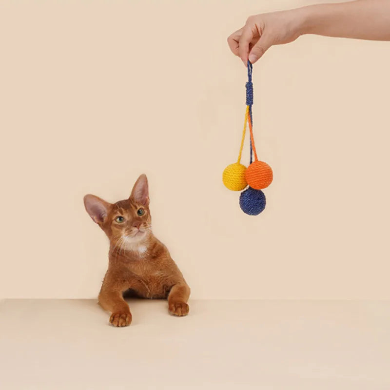 Cat toy set with teaser stick and catnip ball in multiple colour options