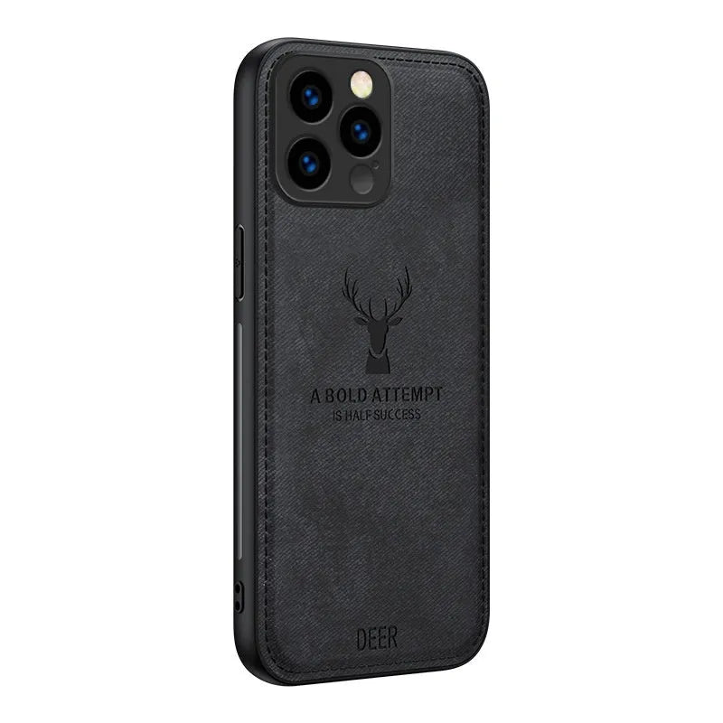 Ultra thin silicone phone case with cloth deer head design for Apple iPhone, frost black