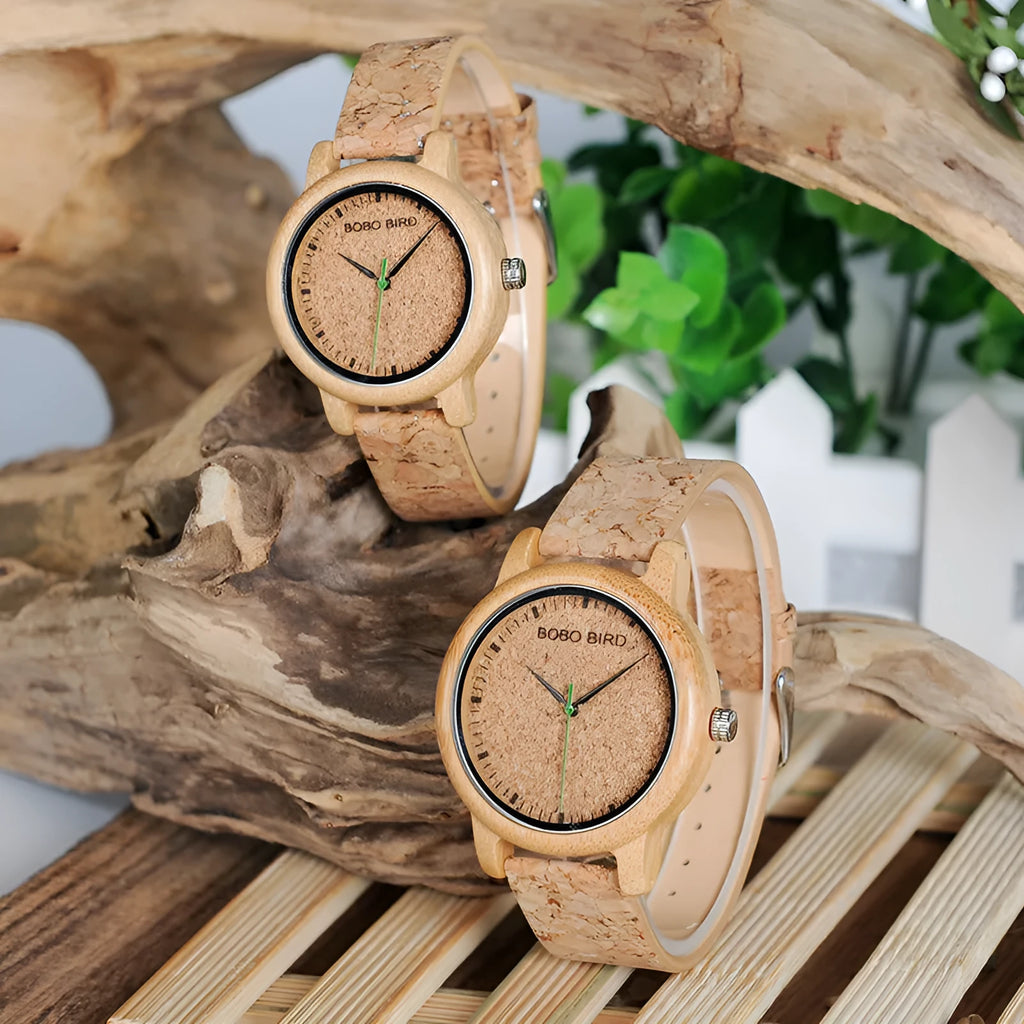 BOBO BIRD bamboo watch M11 M12 with natural wooden case and Hardlex glass face