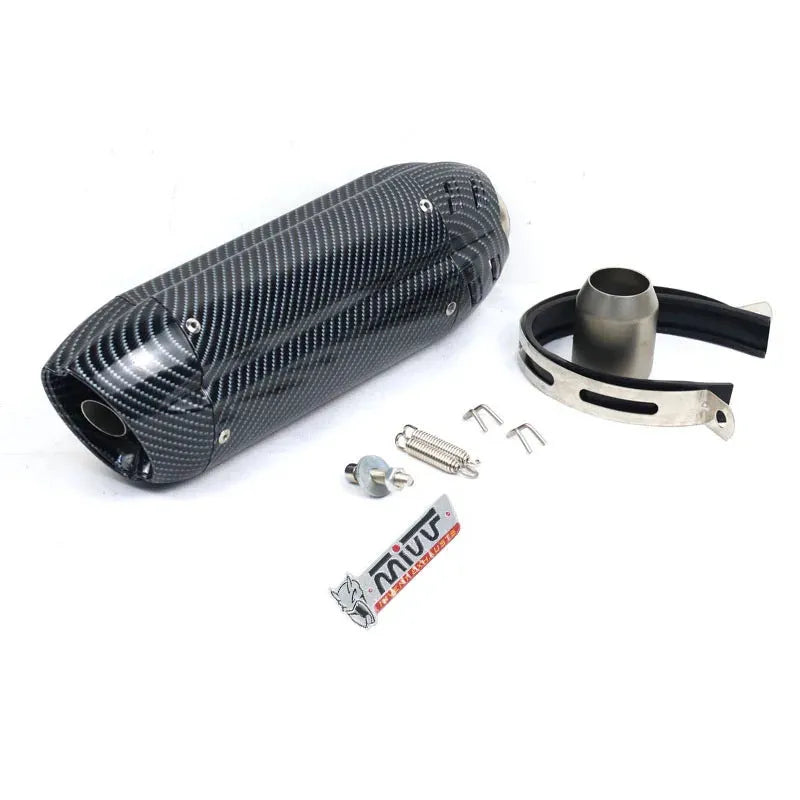 Stainless steel motorcycle exhaust modification kit with 51mm interface and 370mm total length