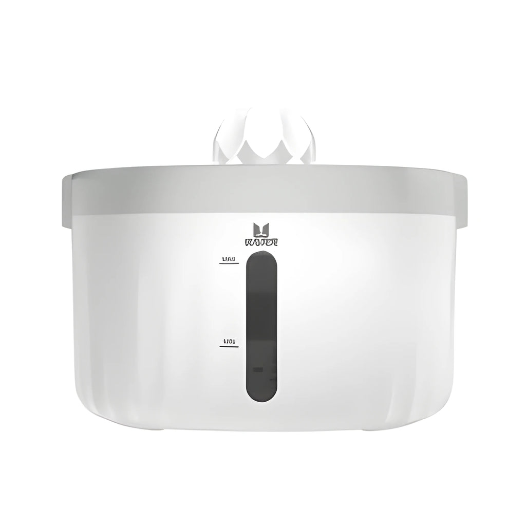 White automatic circulating water dispenser for pets with 2L capacity and removable filter