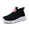 Children's knitted sleeve shoes in black or white with MD soles, sizes 28-39
