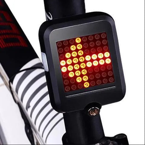 LED bicycle signal light with 64 lights showing steering arrow and brake flash on a bike