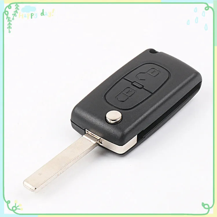 Black folding remote control key for old Peugeot Citroen, 0523 groove, 433MHz, 46 chip, with circuit board battery