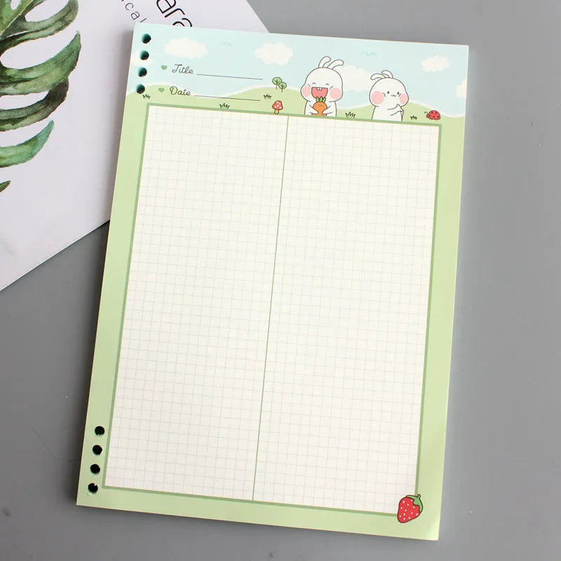 B5 loose-leaf refill paper with colourful PP plastic shells showing 8-hole punch design
