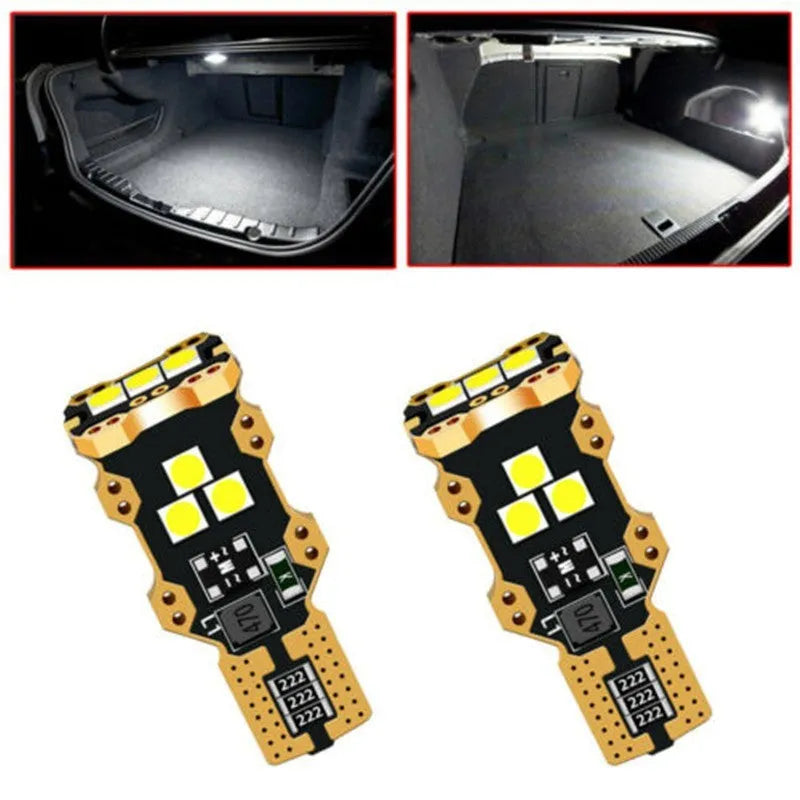 T15 automotive reverse light bulb with white housing and 6000K colour temperature specification