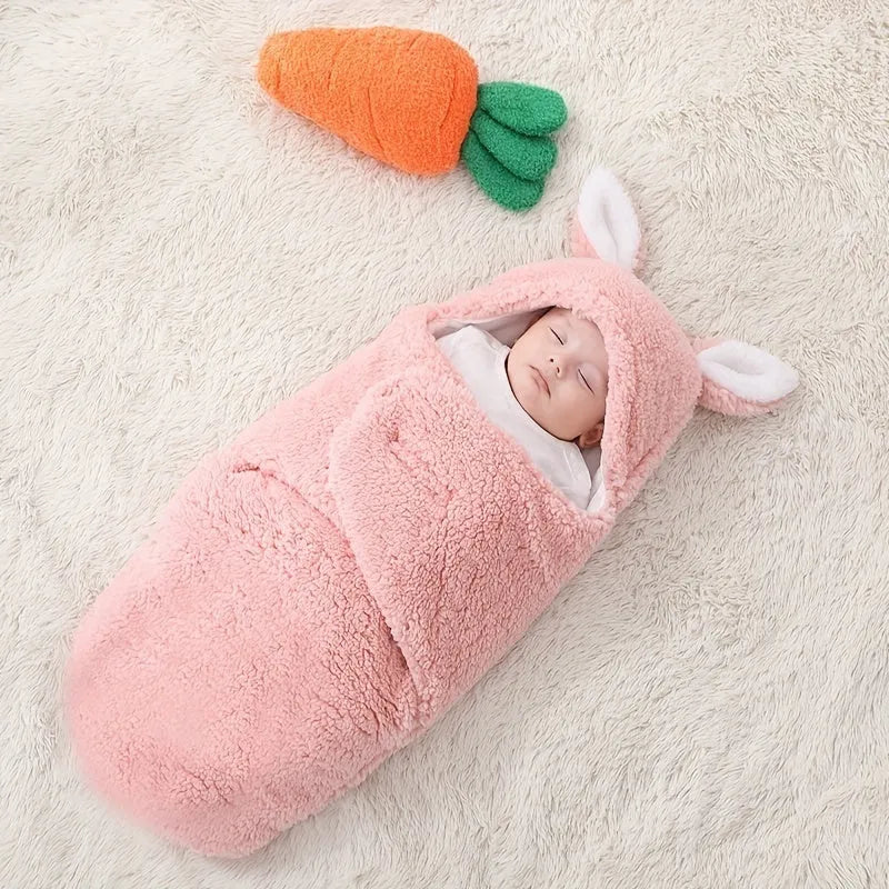 Adjustable baby sleeping bag with fleece swaddle design in unisex colours