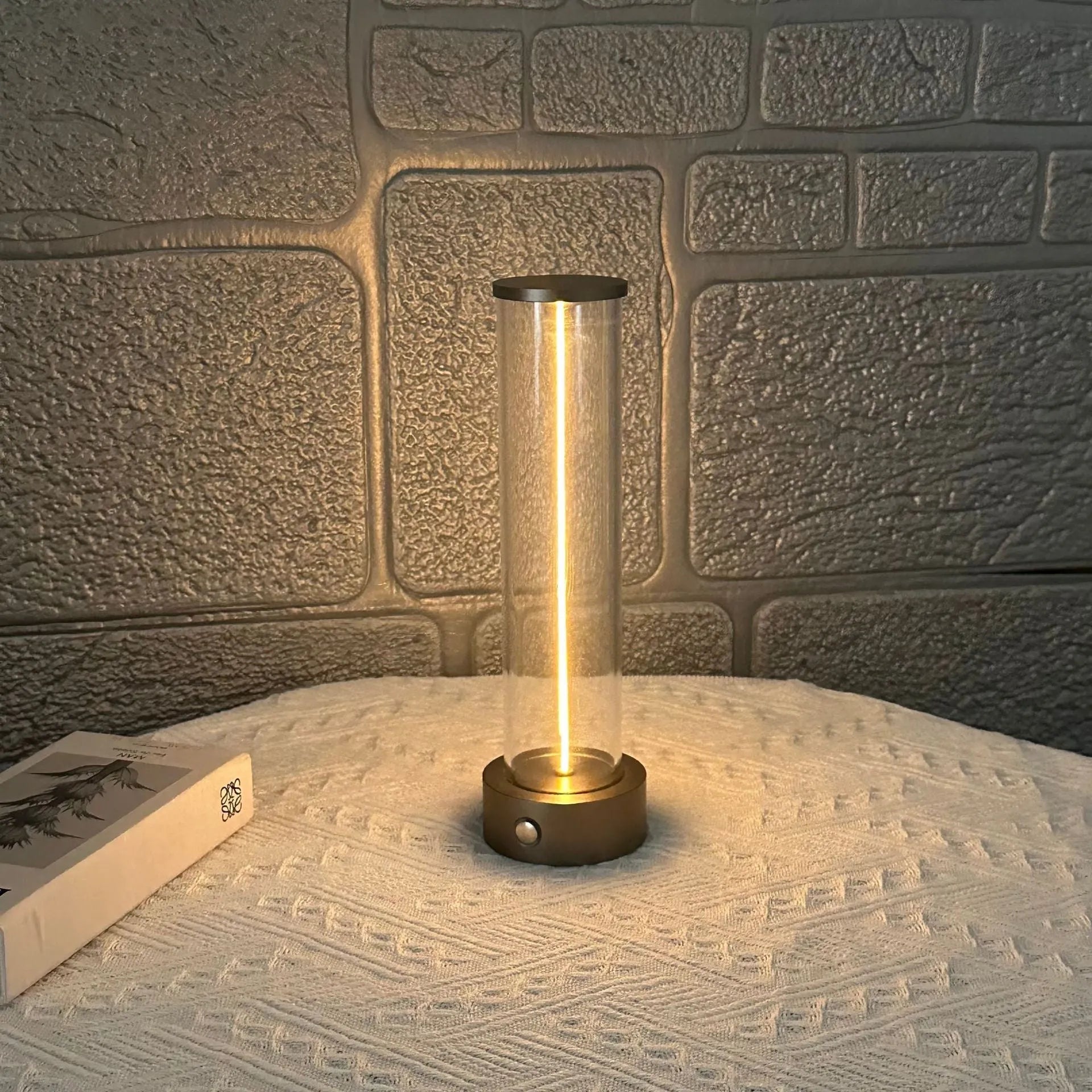 Modern glass LED light strip with magnetic base and USB charging cable