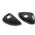 Black true carbon fibre rearview mirror covers for Porsche Macan with precise dimensional fit