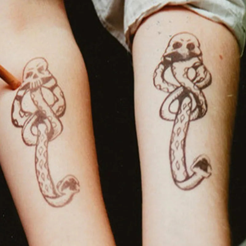 Black Cool Voldemort waterproof temporary tattoo sticker with Black Devil Snake pattern, 40x105mm, water transfer printing