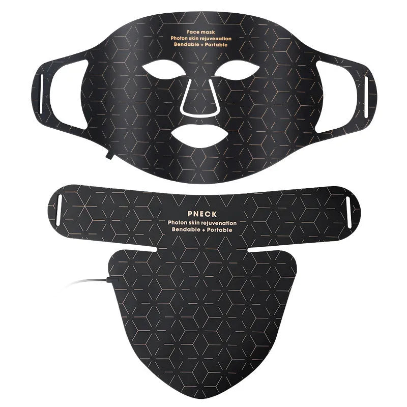 Infrared colour light skin rejuvenation beauty apparatus face mask in black with double ear loops for home use