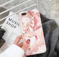 Silicone marble and camouflage phone case for iPhone 6 to XS Max in white crack, black crack, white marble, red, and nude