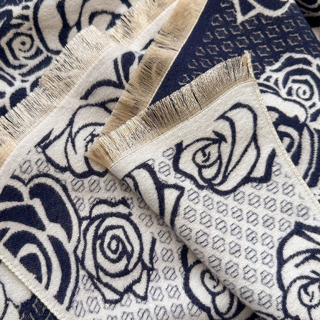 Cashmere-like winter scarf 185x65cm in grey black blue khaki colours with tassel detailing