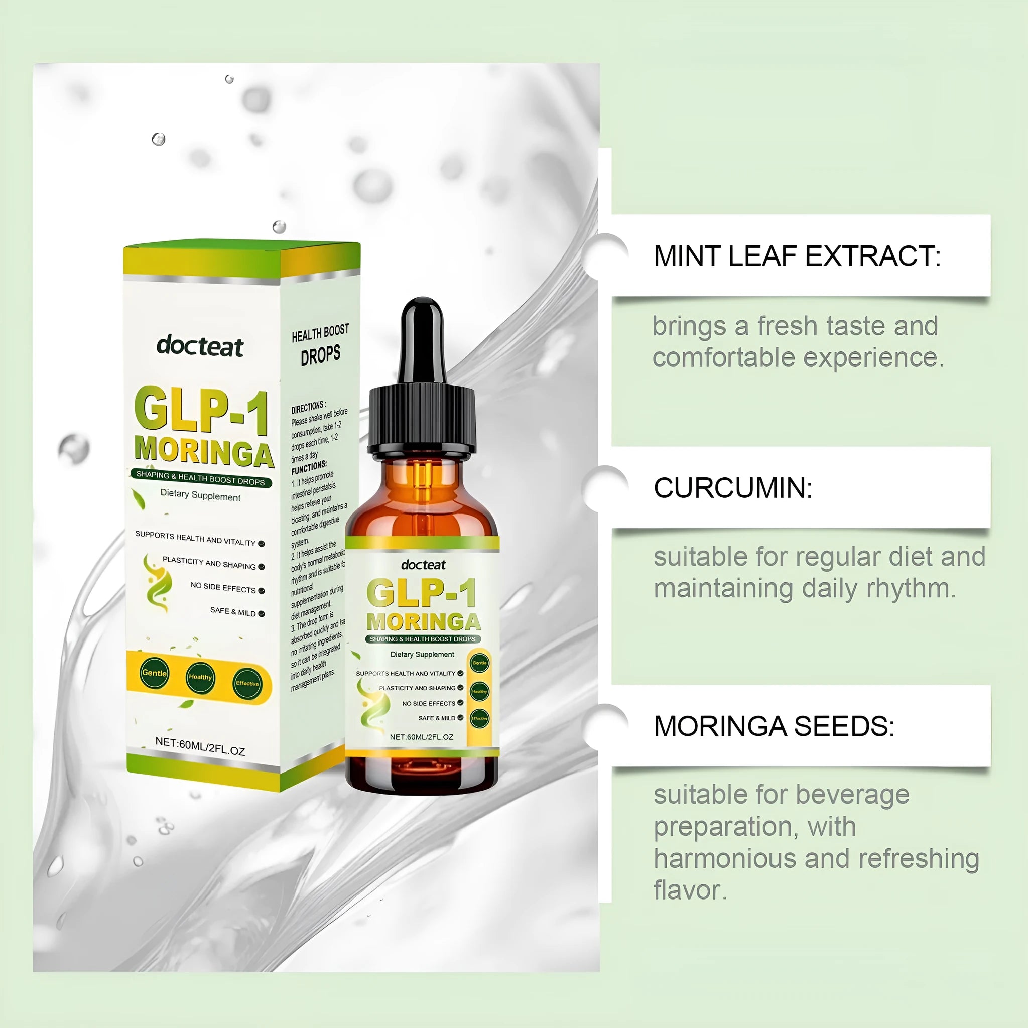 60ml glass bottle of Horseradish Tree Drops herbal liquid extract with a dropper.
