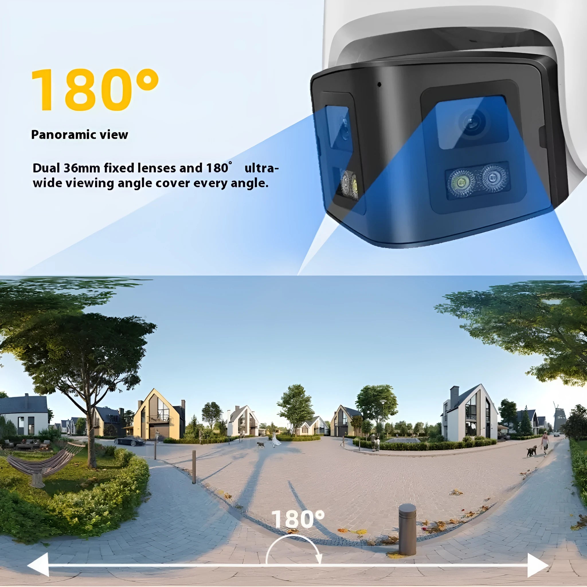 4MP dual-lens IP security camera with IP66 waterproof housing for indoor and outdoor CCTV surveillance
