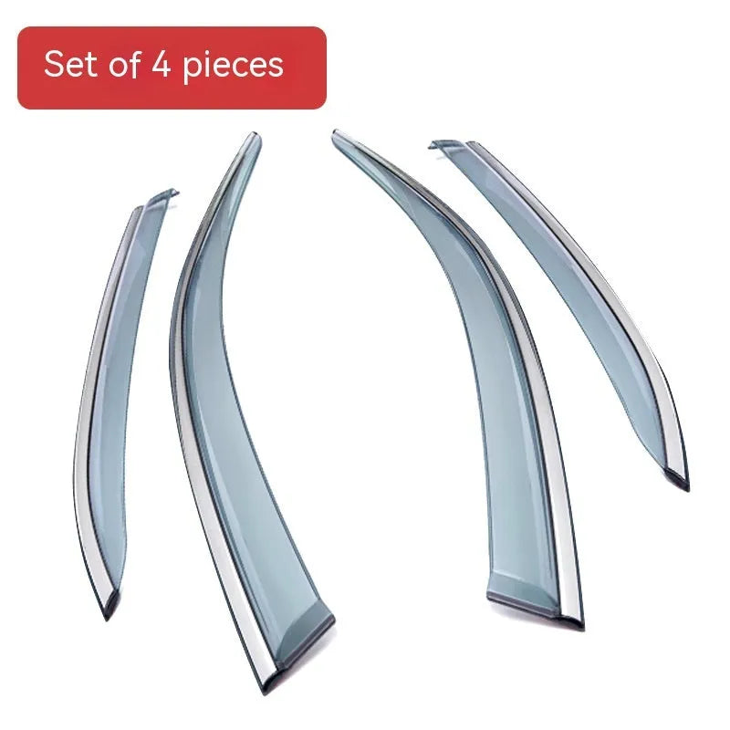 Jeep Wrangler car window rain visor set with 4 PVC pieces for weather protection