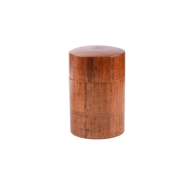 Chinese solid wood sealed tea container with hand-painted jujube wood finish