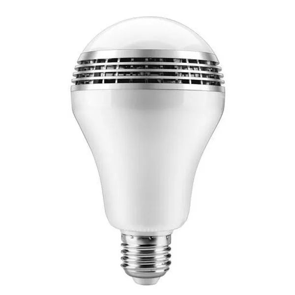 LED smart bulb with Bluetooth speaker functionality and RGB colour changing features in E27 fitting