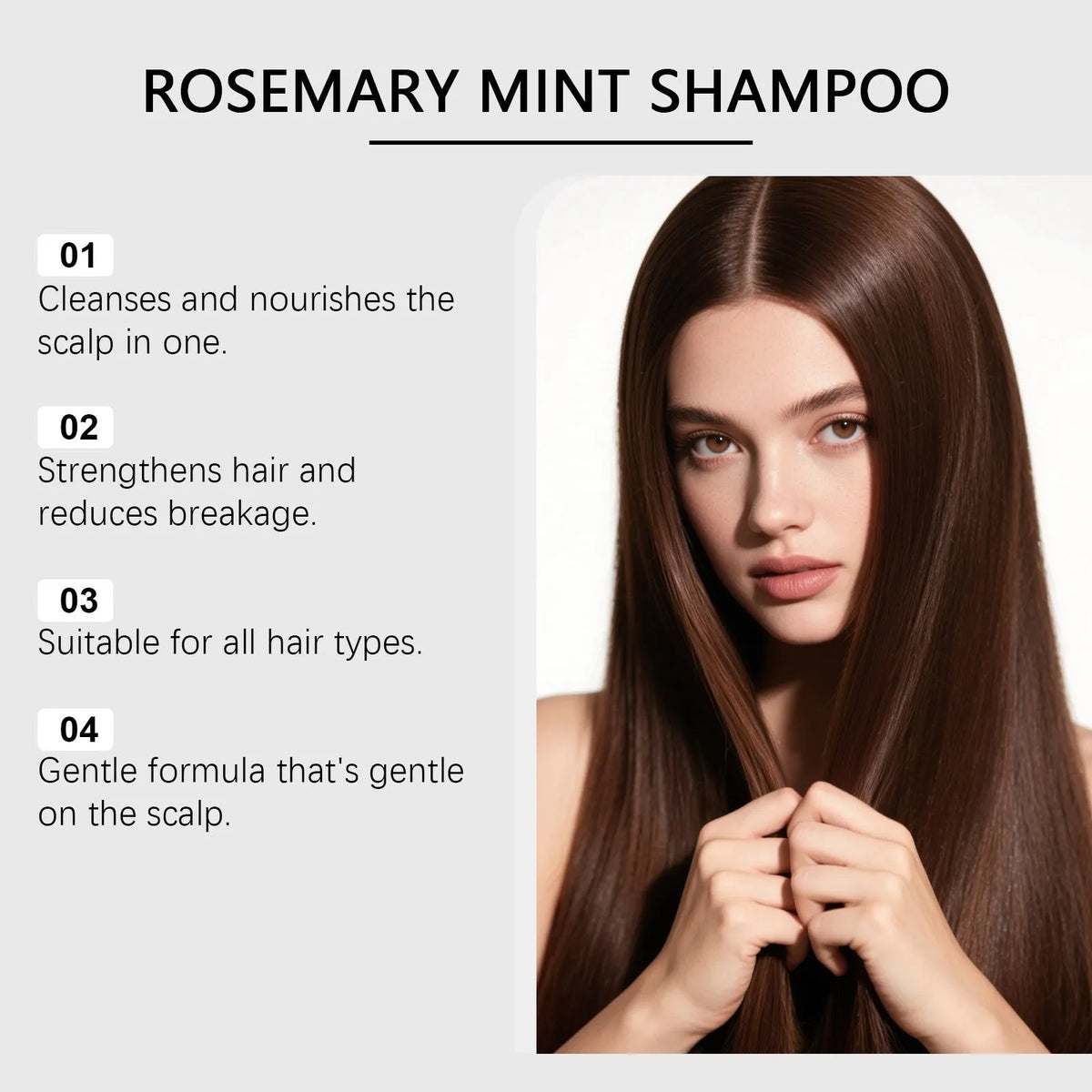 Rosemary Mint Shampoo 100ml bottle with aloe vera, tea root extract and decyl glucoside formula