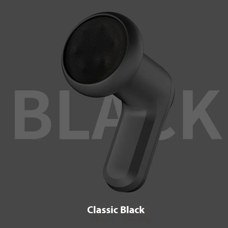 A handheld USB electric massager in black, pink, or white for use on neck, back, and legs.